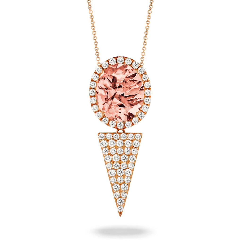 Morganite Diamond Necklace - Diamond 