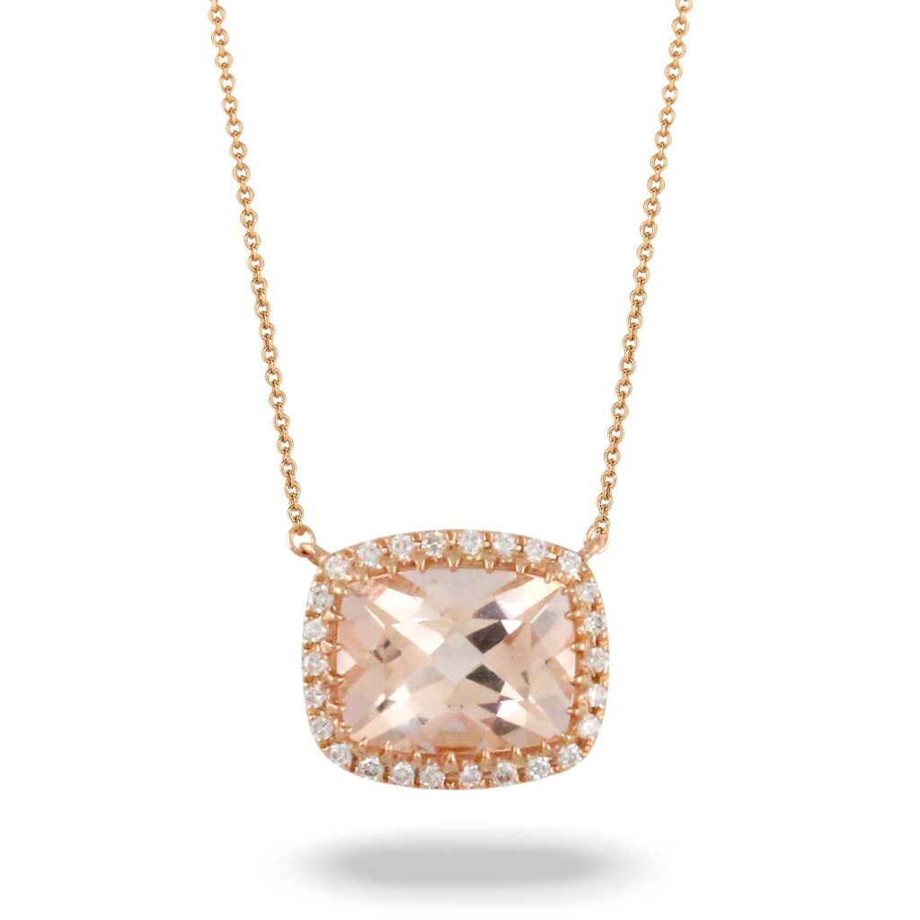 Morganite Diamond Necklace - Diamond 